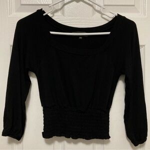 Vibe Black Y2K Women's Cropped Square Neck Blouse